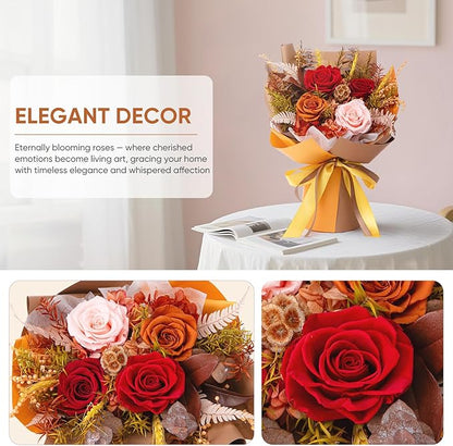 Flowers for Delivery Preserved Flower Fresh Bouquet Forever Fall Flowers Birthday Gifts for Women Mom Anniversary Real Rose Gifts for Grandma Sister Wife from Daughter Fall Home Wedding Decor