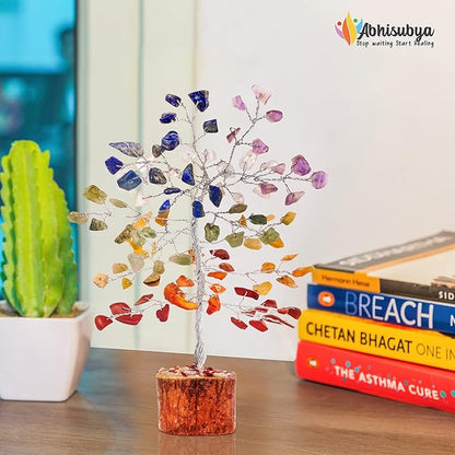 Crystal Tree for Positive Energy - 7 Chakra Tree - Feng Shui Decor - Artificial Tree - Chakra Decor - Reiki Tree Spiritual Decor - Home Office Décor