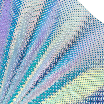 ONEART | Iridescent Transparent Embossed Vinyl Holographic Blue Clear PVC Vinyl Craft Film 16"×54" for Sewing DIY Projects-Diamond
