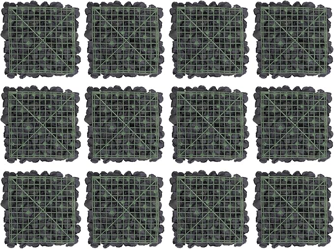 Flower Wall Panel Set,Black Artificial Wall Flower Backdrop,12 Pcs 14.96" X 14.96" 3D Silk Hydrangea Rose Floral Panel,Faux Roses Artificial Flower Backdrop for Wall Decor (12PCS Black4)