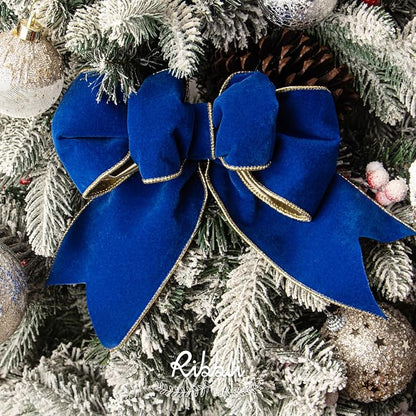 Ribbli Royal Blue Velvet Wired Ribbon 4 Inch Luxury Matte Velvet Christmas Ribbon for Gift Wrapping Christmas Tree Decoration Crafts Wreaths Supplies - 10 Yards