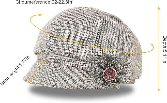 Women Retro Classic Visor Newsboy Cabbie Cap Beret Hats with Flower Buckle for Woman Ladies