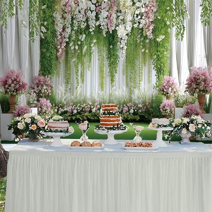 Baocicco Flowers Wedding Backdrops 12x8ft Green White Pink Floral Engagement Background Bridal Shower Backdrop Proposal Wedding Party Decoration Backdrop Valentines Day Banner Supplies