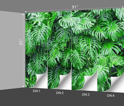 Tropical Botanical 3D Wallpaper Bedroom Green Leaf Plant Monstera murals Aesthetic Room Decor Living Room tv Background Large Wall Mural - 91"x65" Not Peel and Stick