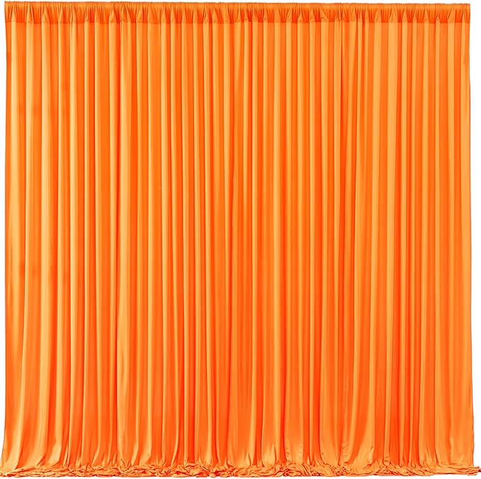 Orange Backdrop Curtains - 6 Panel Wrinkle-Free Polyester Photography Drapes for Baby Shower & Birthday Party - 24 X 10FT
