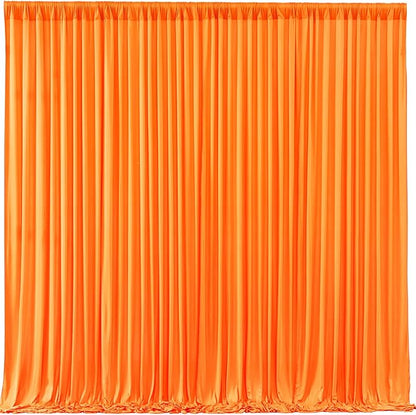 Orange Backdrop Curtain 10 Panels-Wrinkle-Free Curtains Polyester Photography Drapes for Baby Shower Birthday Party Photo Background Backdrop Stand- 40 X10FT (Orange)