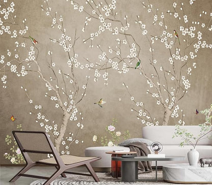 Eierme-Chinoiserie Wall Decor. Background Wall China Style Mural Wallpaper Peel and Stick 90" x 67"