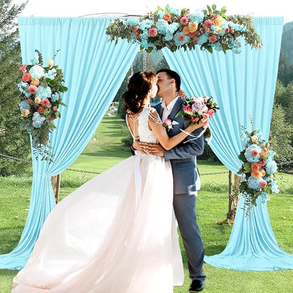 10 x 10 Feet Light Blue A Backdrop Curtain for Partie, Background Curtains for Photoshoot, Birthday, Wedding, Halloween, Thanksgiving, Christmas, New Year Party Decorations 5Ft x 10Ft, 2 Panels