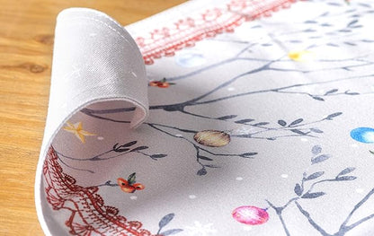 Maison d' Hermine Placemats Set of 4 100% Cotton Washable Cloth Place Mats, Reusable Table Mats for Thanksgiving Christmas Decorations Kitchen Dining Party Wedding (Fairy Christmas, 13" x 19")