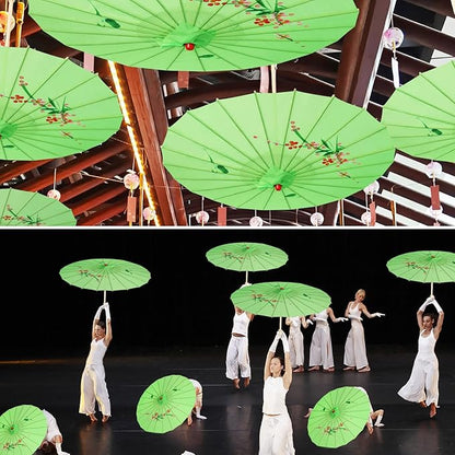 33" Green Flower Silk Cloth Decoration Handmade Parasol Umbrella Chinese Japanese Asian DIY Art Dance Classical Umbrella for Wedding Parties Photography Costumes Cosplay (Green)