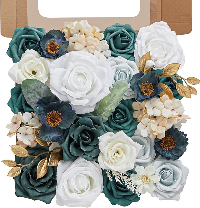 Artificial Flowers, 2PCS Silk Fake Flowers for DIY Wedding Bridal Bouquets Faux Floral Arrangements for Party Cake Table Centerpieces Home Decor Indoor Outdoor