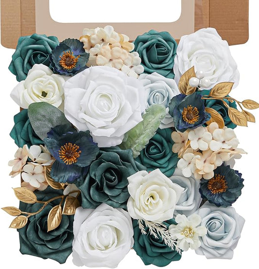 Artificial Flowers, 2PCS Silk Fake Flowers for DIY Wedding Bridal Bouquets Faux Floral Arrangements for Party Cake Table Centerpieces Home Decor Indoor Outdoor