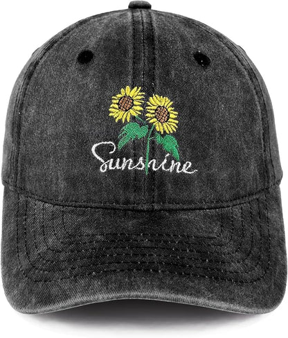 Sunshine Flower Trucker Hat Sun Baseball Cap for Women Snapback Adjustable Hats Gift