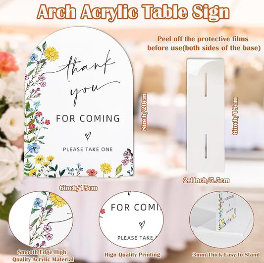 Acrylic Wedding Signs Thank You for Coming Please Take One Sign, 6x8" Floral Themed Arch Acrylic Table Decor, Love Is In Bloom & Baby In Bloom Decorations for Baby Shower Bridal Shower Engagement