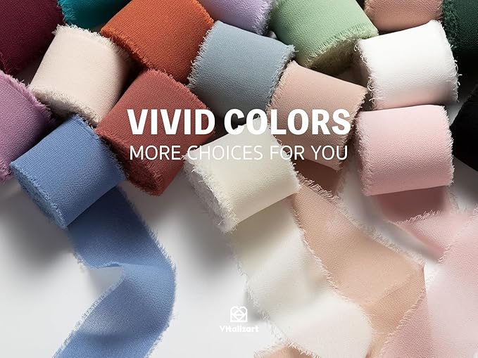 Vitalizart Sage Green Handmade Chiffon Silk Ribbon Fringe 3 Rolls 1.5" x 21 Yd Frayed Edges Ribbons for Wedding Invitations Bridal Bouquets Gifts Wrapping Crafts Holiday Decor