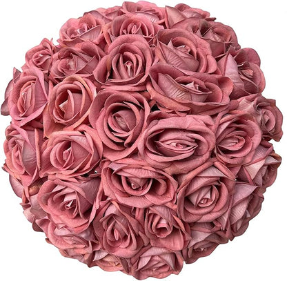 FagusHome 30 Pcs Silk Rose Artificial Flowers Roses Bulk Bouquet Fake Flowers Rose Heads with Stems for Home Wedding Decor (Dark Pink)