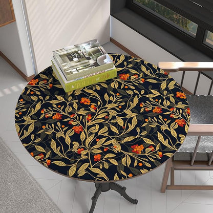 Dark Floral Wallpaper Peel Stick, Vintage Botanical Removable Contact Paper Stick on Cubicle Drawer Cabinet, Self-Adhesive Vinyl Leaf Fruit Wall Paper Black Yellow Gold Orange 17.5In x 9.8Ft