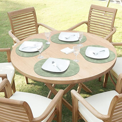 ADRIMER Placemats, Heat Resistant Oval Placemats Set of 4 Washable 12 x 17 Inch, Waterproof Table Mats, Wipeable Pu Place Mats for Kitchen, Dining Room, Green