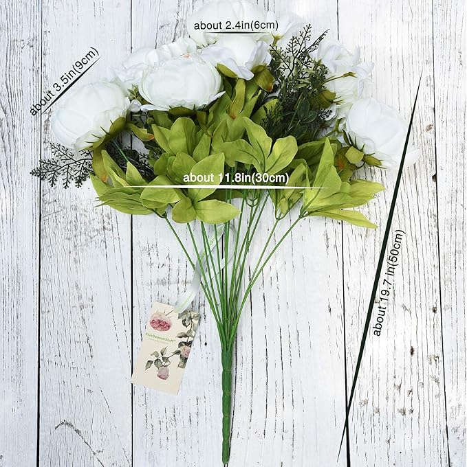 FiveSeasonStuff Vintage Artificial Peonies Silk Peony Flowers and Hydrangeas for Wedding Bridal Home Décor – Beautiful Floral Centerpiece Arrangement Decoration with 2 Bouquets (Ivory White)