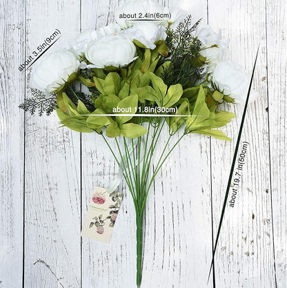 FiveSeasonStuff Vintage Artificial Peonies Silk Peony Flowers and Hydrangeas for Wedding Bridal Home Décor – Beautiful Floral Centerpiece Arrangement Decoration with 2 Bouquets (Ivory White)
