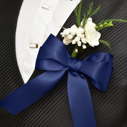 Fullive 1 1/2 Inch Navy Blue Ribbon, 30 Yards Navy Blue Ribbons for Crafts, Polyester Ribbon for Gift Wrapping for Birthday Graduate Christmas Decorations DIY Bows Wrapping Bouquet Floral Arrangements