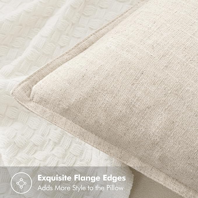 MIULEE Decorative Linen Lumbar Pillow Covers 12x24 Inch Natural Beige Boho FarmhouseNeutral Christmas Couch Throw Pillows for Bed Pack of 2 Accent Modern Pillowcase Sofa Livingroom Home Decor