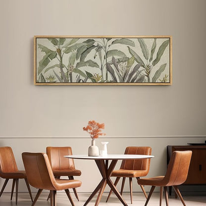 SIGNFORD Large Framed Canvas Print Wall Art Tropical Corn Plant Botanical Illustrations Modern Art Calm Warm for Living Room, Bedroom, Office - 60"x20"