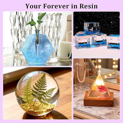 K KERNOWO Epoxy Resin Kit with Light for Beginners, Resin Kit and Molds Complete Set DIY Crafts for Adults Women, Epoxy Set with Vase Mold, 3D Dried Flowers, Measuring Cups and Resins Supplies-20OZ