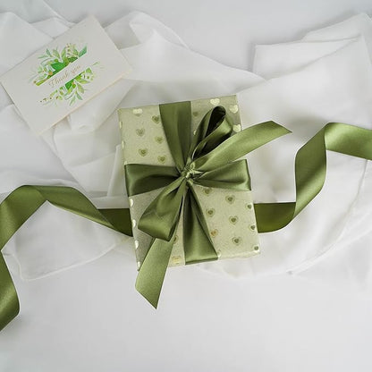 MEEDEE Moss Satin Ribbon 1-1/2 Inch Dark Green Ribbon Lux Double Faced Satin Ribbons by 50 Yards Green Polyester Satin Ribbons for Crafts, Weddings, Flower Bouquet, Holiday Decorating