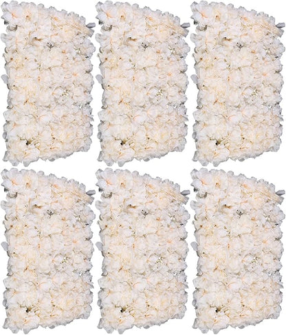 Flower Wall Panels 3D Flower Wall Backdrop, 6Pcs Artificial Flower Wall Panel Silk Rose Floral Decorative Faux Flower Wall Background for Wedding Home Decoration (Light Pink, 23.6 * 15.7in)