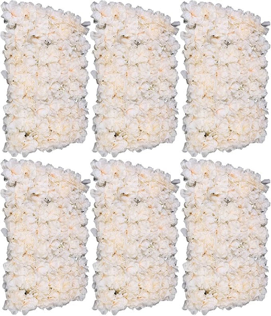 Flower Wall Panels 3D Flower Wall Backdrop, 6Pcs Artificial Flower Wall Panel Silk Rose Floral Decorative Faux Flower Wall Background for Wedding Home Decoration (Light Pink, 23.6 * 15.7in)