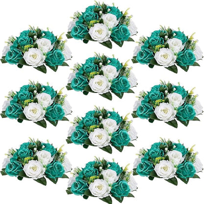 Flower Centerpieces for Wedding Tables: Wedding Table Decorations Teal & White Flower Balls Centerpieces for Engagement Cerebration Party Center Pieces 10 Packs