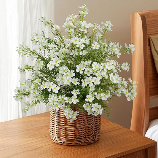 Spring Decorations for Home Fake Flowers Hydrangea Artificial Plants Indoor Mantle Decor Plastic Flowers Artificial Plants Outdoor Garden Decor Hanging Plants 6pcs White Flowers
