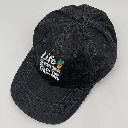 Cute Flower Hat, Elegant Floral Embroidered Adjustable Baseball Cap for Men Women, Gifts for Flower Lovers, Black