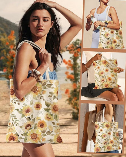Aesthetic Canvas Tote Bag with Inner Pocket for Women, Cloth Cotton Totes Bag with Pattern for Shopping, Gym