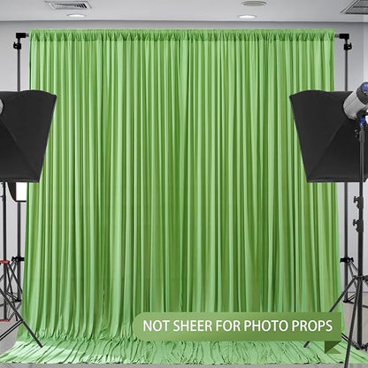 Sage Green Backdrop Curtain 8 Panels-Wrinkle-Free Green Curtains Polyester Photography Drapes for Baby Shower Birthday Party Photo Background Backdrop Stand- 32 X10FT (Sage Green)