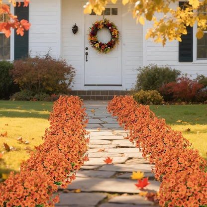 Ouddy Decor 24 Bundles Artificial Fall Flowers for Outdoors Fake Mums Fall Silk Flowers UV Resistant Faux Plastic Plants for Indoor Outdoor Vase Box Garden Porch Window Box Home Autumn Decor, Orange