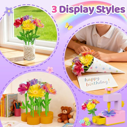 Kiditos DIY Flower Maker Toy Kit – Fabric Flower Bouquet Machine with Accessories, Creative Arts & Crafts Activity Set – Birthday Present, Party Favor & Christmas 2025 Holiday Gift for Kids Ages 3+