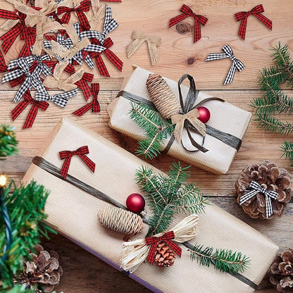 7Rainbows 30pcs Boutique 2.5" Burlap Ribbon Bows Craft Twist Tie Bows for Tying Up Packages Gift Wrapping Christmas Tree