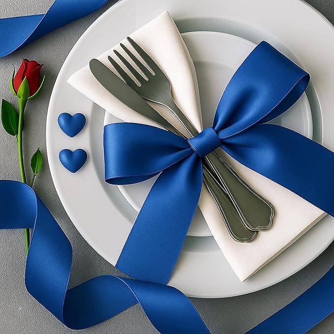 Fullive Ribbon for Gift Wrapping, 1 1/2 Inch 30 Yards Royal Blue Ribbon, Polyester Solid Ribbons for Flower Bouquet for Graduate Wedding Decorations DIY Bows Wrapping Bouquet Floral Arrangements