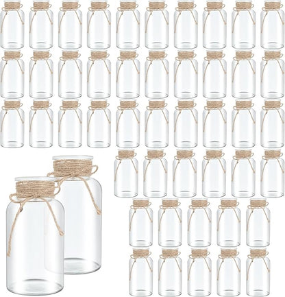 Vintage Glass Flower Vase，48 Pack Farmhouse Transparent White Glass Centerpiece Vases for Weddings, Parties & Home Decor Bulk(48, Transparent)