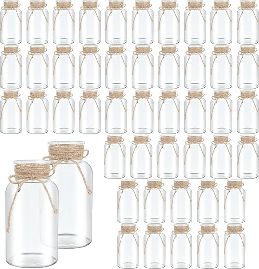 Vintage Glass Flower Vase，48 Pack Farmhouse Transparent White Glass Centerpiece Vases for Weddings, Parties & Home Decor Bulk(48, Transparent)