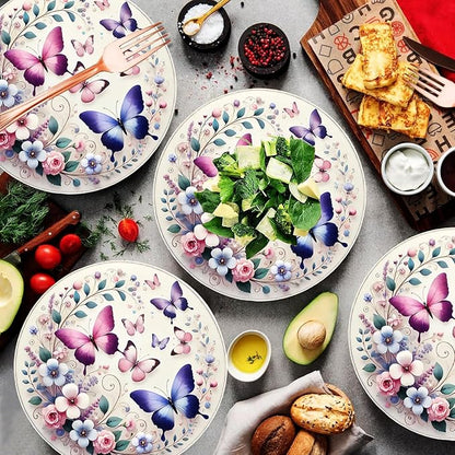 50Pcs Butterfly Plates Butterfly Birthday Party Supplies 7" Pink Purple Butterfly Paper Plates Spring Floral Shower Spring Summer Picnic Wedding Tea Party Vintage butterflyParty Decor
