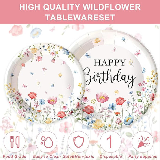 152Pcs Floral Birthday Party Supplies With For Baby Shower Birthday Picnic Wedding Party Decorations Serves 24 Party