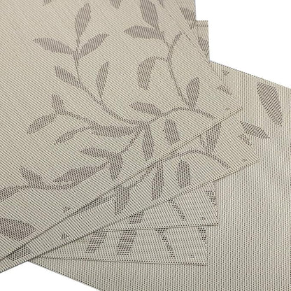 Gugrida Place Mats PVC Set of 6, Table Placemats Set of 6 PVC Washable Woven Vinyl Place Mats Heat Insulation Top Meal Mat Table Mats Natural Color (6 pcs, Gold Leaves), 18 x 12 inches