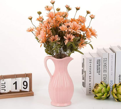 12pcs Gerbera Daisy Artificial Flowers 20 Inch Long Stem Artificial Daisy Mums for Home Décor Centerpiece Wedding Bridal Bouquet DIY(Deep Champagne)