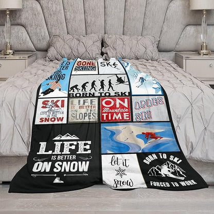 SkiThrow Blanket for Lovers - Adults & Kids; Soft, Warm, Cozy Fleece for Couch, Sofa, Bed - 60"x80"