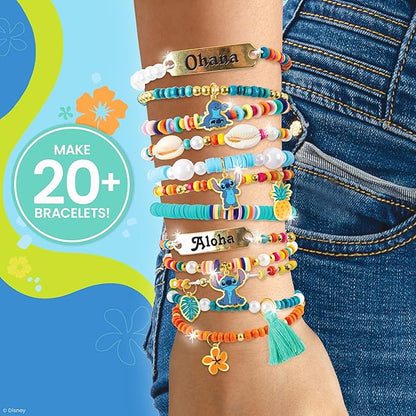 Fashion Angels Disney Stitch DIY Bracelet Making Kit, Includes 1,000+ Shell Beads, Tassels, & More, Lilo & Stitch Collectable Jewelry for Kids, Teen Girls & Boys