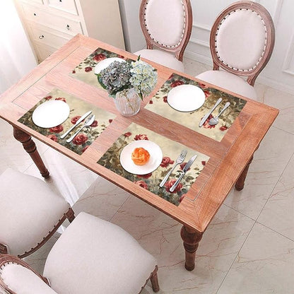 Placemats Set of 4 PVC Woven Place Mats Heat Resistant Easy to Clean for Indoor Outdoor Party Kitchen Dining Table Decoration 12"x18"