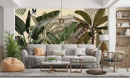 Wall Mural Peel and Stick Vintage Floral Mural- Thick Canvas Waterproof Wallpaper Art for Living Room Bedroom, Large Self-Adhesive Decor (Color-5, 118×82 inch)